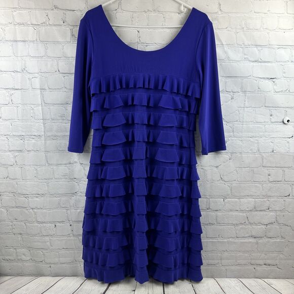 Frank Lyman purple frill layered dress‎ size US12 UK14 - Picture 6 of 8